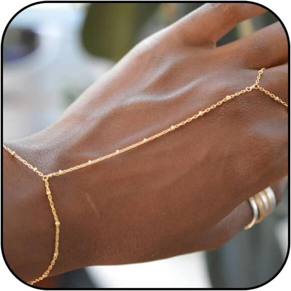 Jewelry - Hand Chain Gold Bracelets for Women Trendy Stuff Ring Bracelet Hand Chain Dainty